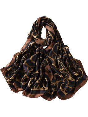 Women's Cheetah Black Light Silk  Scarves Flower Print Head Cotton Wrap Scarf
